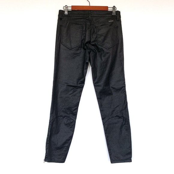 New York & Company Jeans Black Coated Skinny Ankle Zip Leggings - Picture 6 of 9